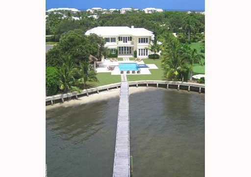 aerial image of Old Harbour home with pool on the water