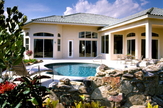 Shearborne back elevation with pool before ecclestone palm beach